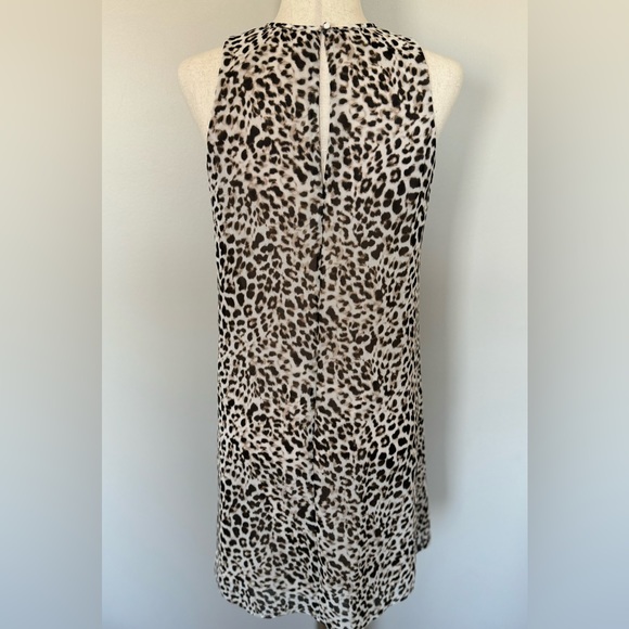 NWT | Calvin Klein | Leopard Print Chiffon Dress | Brown/Cream | Size 4 - Picture 3 of 7